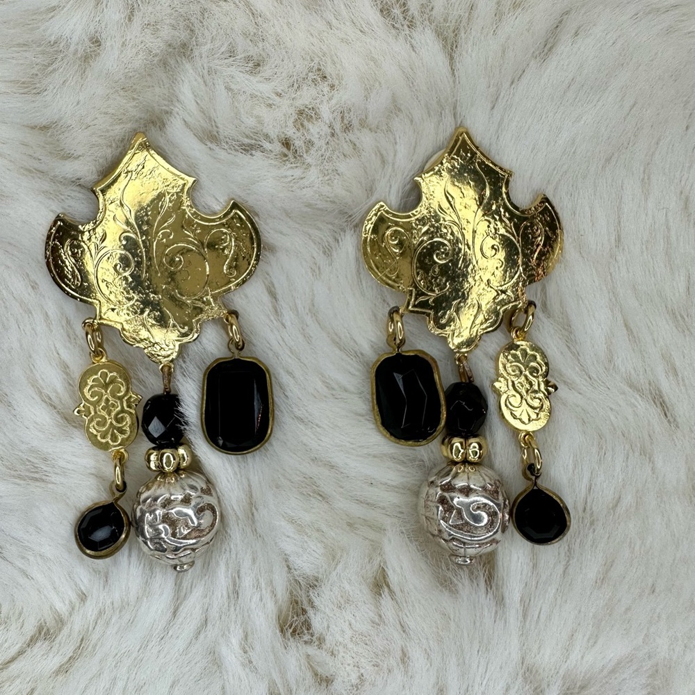 Vintage Baer Sf Clip On Dangle Earrings